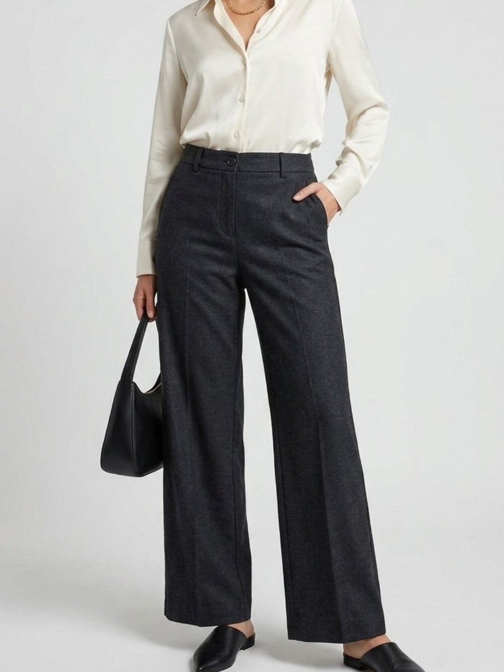 GAP Women's Black Wool Wide Leg Pants 6S